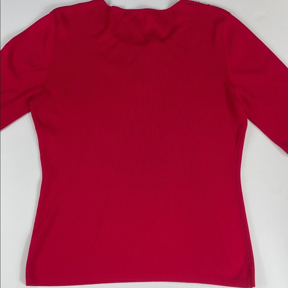 Cabo Red Embellished Sweater XL Keyhole Neck Long Sleeve Knit Womens Top - Picture 5 of 6